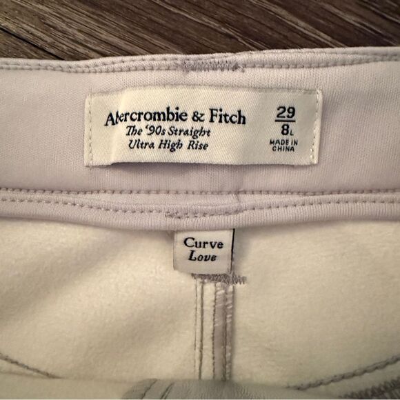 Abercrombie & Fitch The 90s Straight Ultra High Rise Silver Curve Love Long - Picture 4 of 6